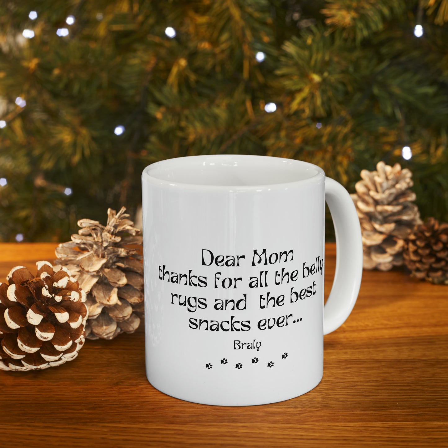 Pawfect Portrait . Personalized Gratitude Ceramic Mug for Dog Moms. 11 ounces.