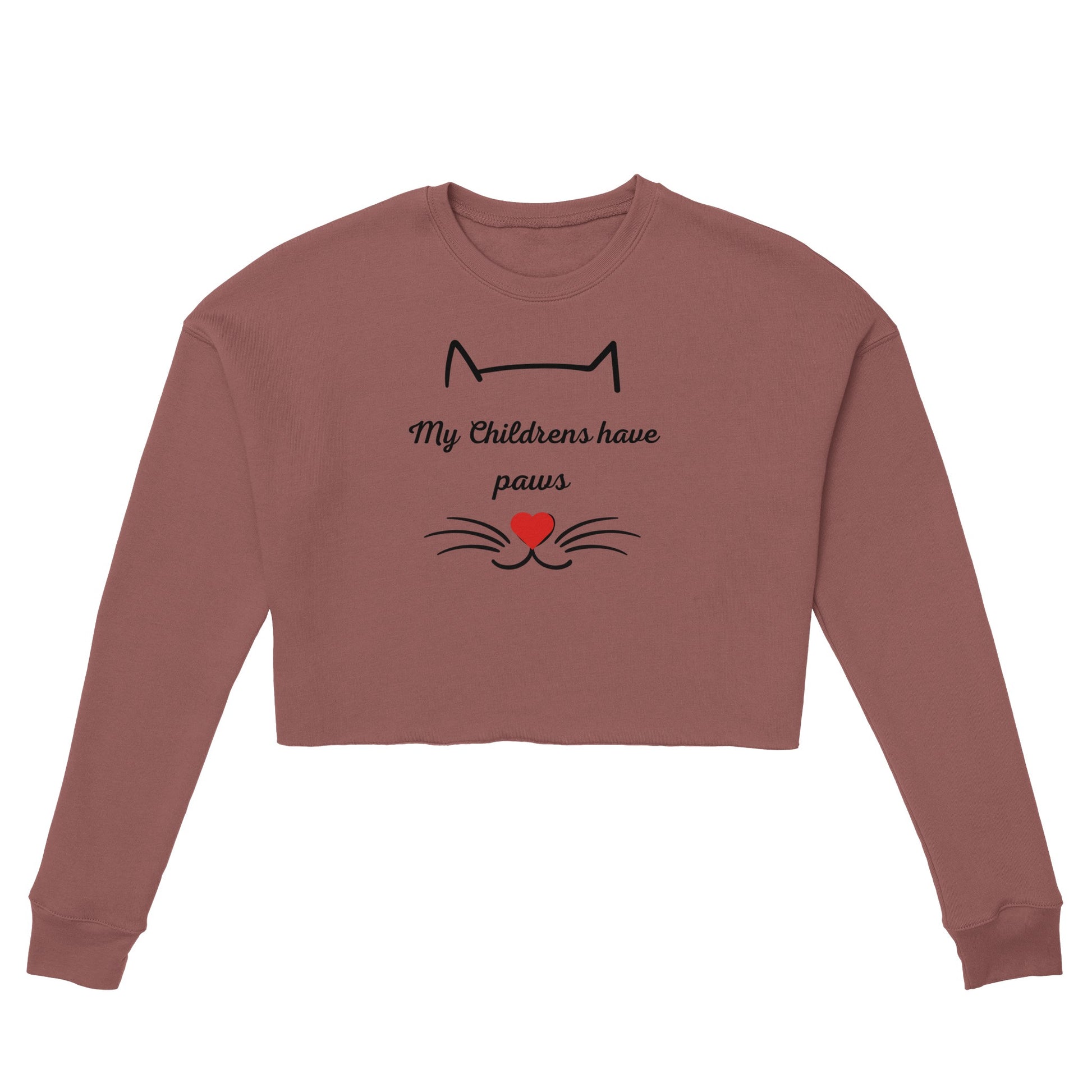 Four Paws Love Cropped Crewneck: Purr-fectly Playful Edition Mauve