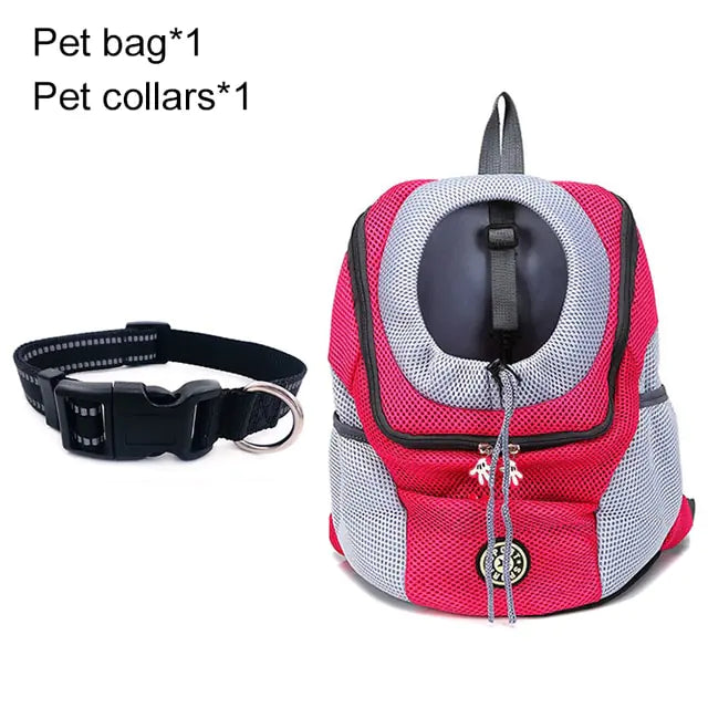 PawPack Adventure Bag Rose Red with Collar L for 10-13kg