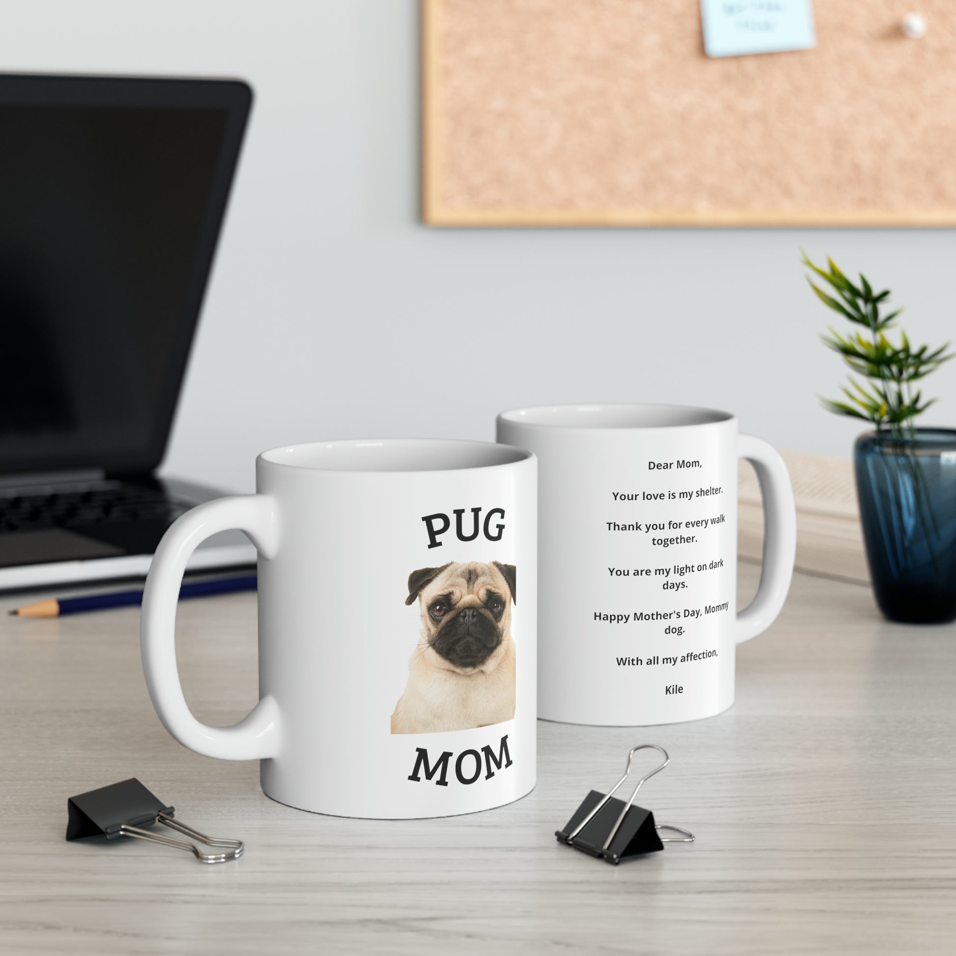 Personalized "Mom Love" Ceramic Mug, 11oz 11oz