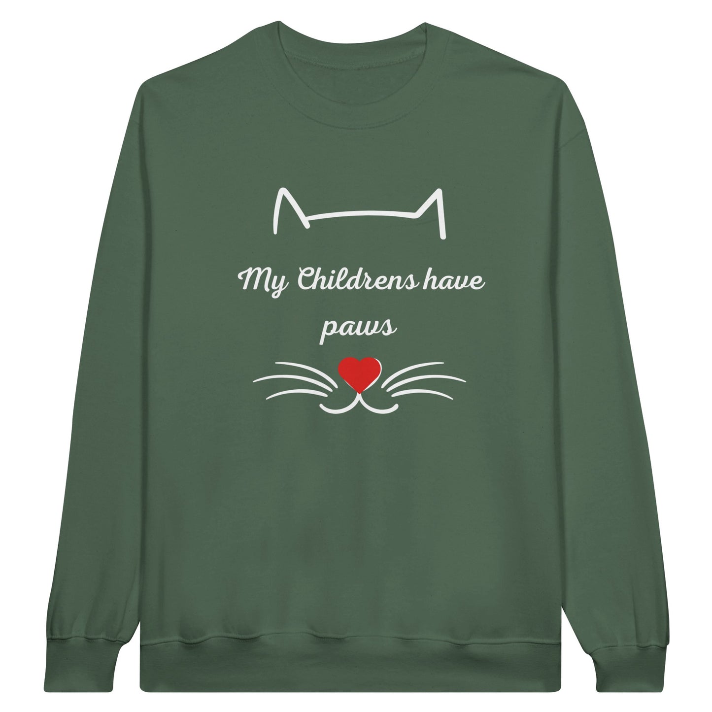 Custom "Paws of Love" Creewneck Sweatshirt Military Green