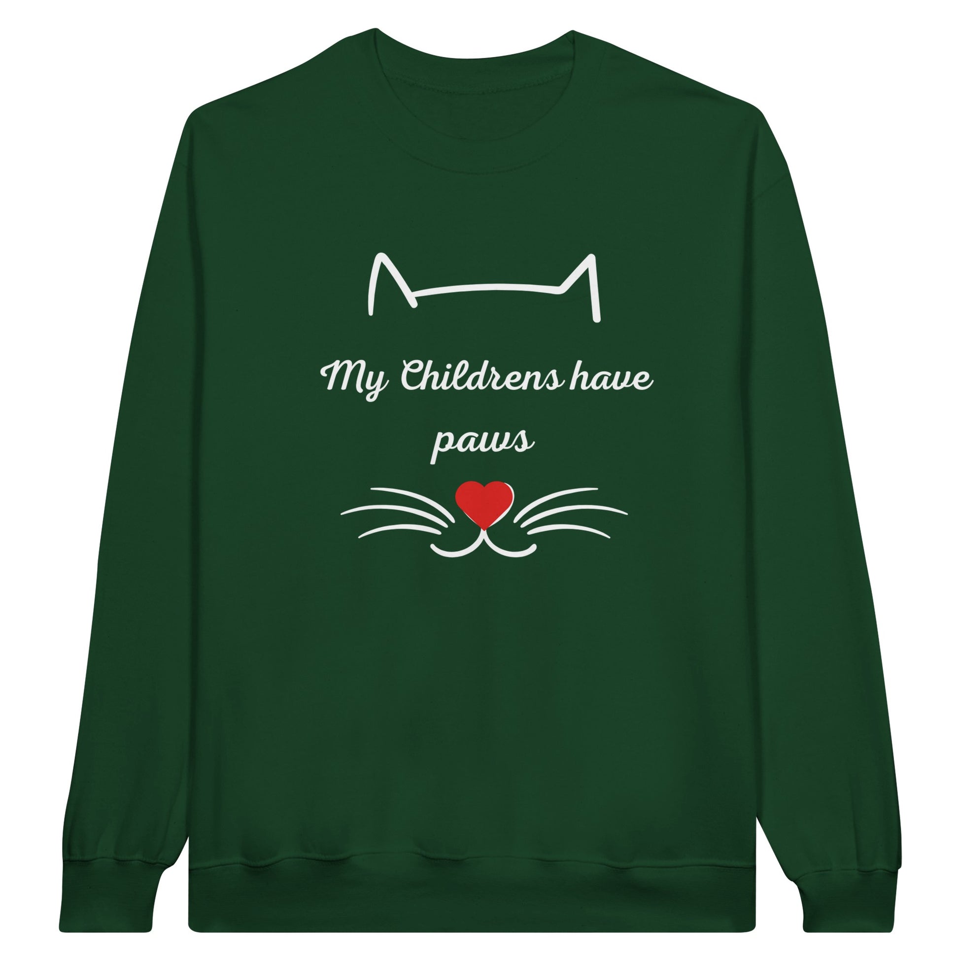 Custom "Paws of Love" Creewneck Sweatshirt Forest Green