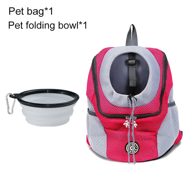 PawPack Adventure Bag Rose Red with Bowl M for 5-10kg