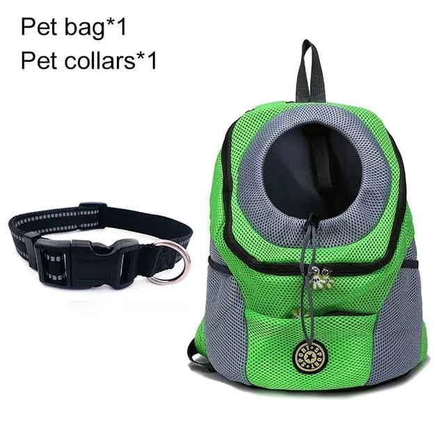 PawPack Adventure Bag Green with Collar S for 0-5kg