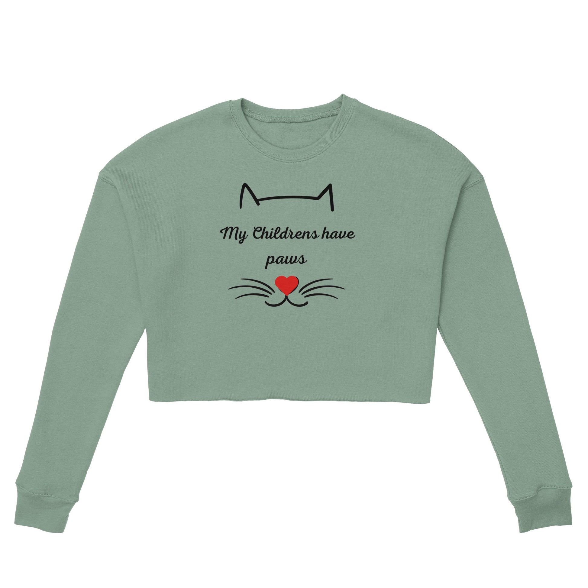 Four Paws Love Cropped Crewneck: Purr-fectly Playful Edition Dusty Blue