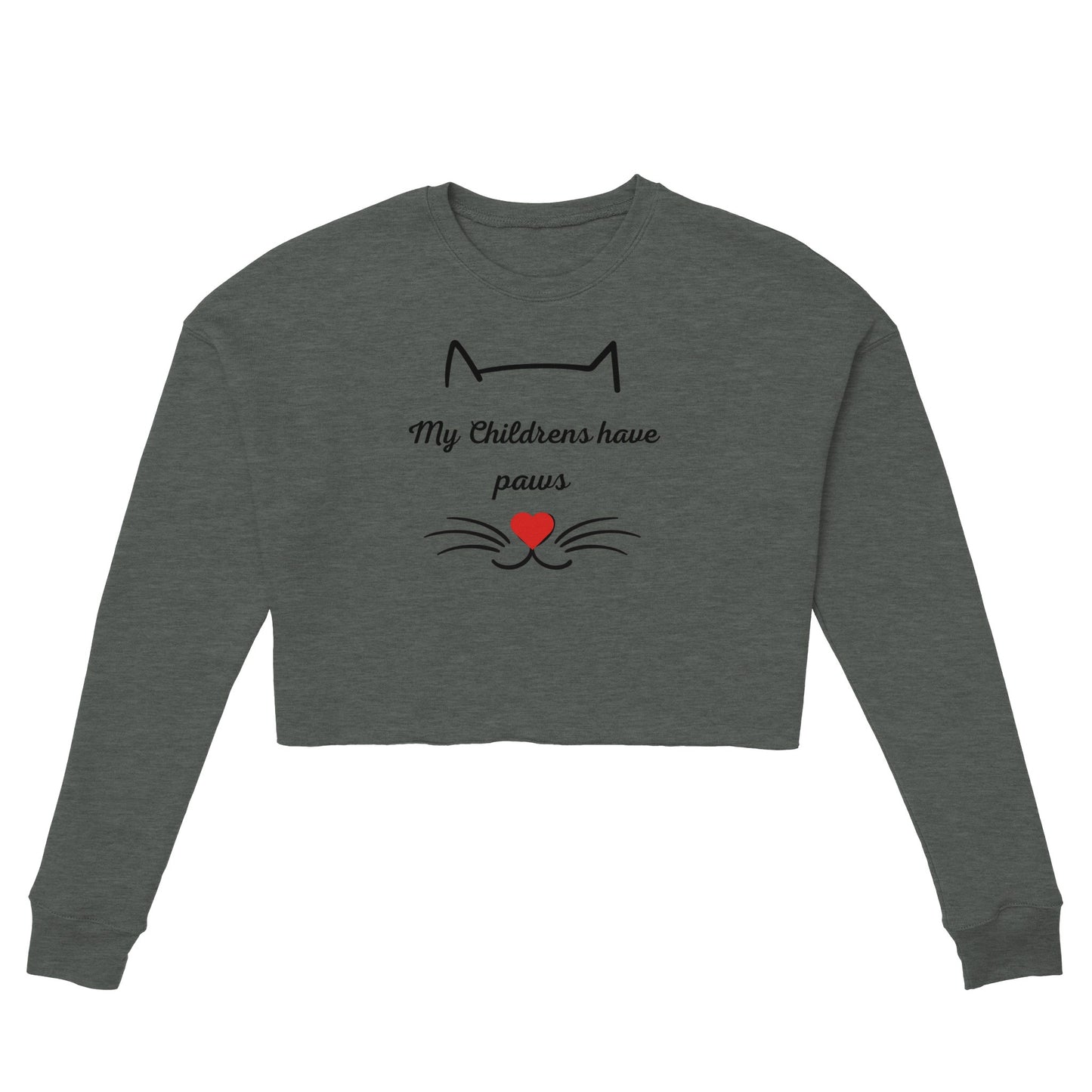 Four Paws Love Cropped Crewneck: Purr-fectly Playful Edition Deep Heather