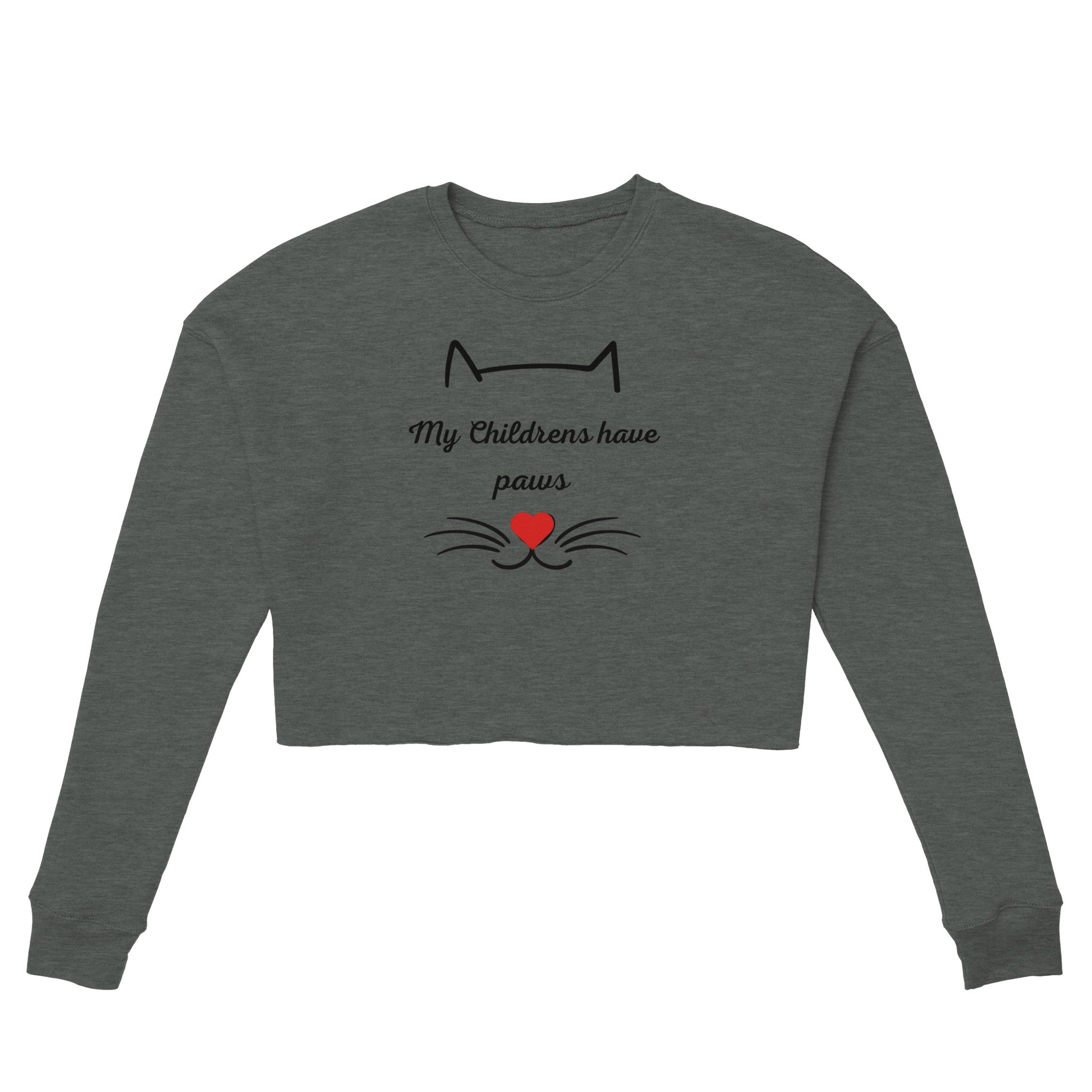 Four Paws Love Cropped Crewneck: Purr-fectly Playful Edition Deep Heather